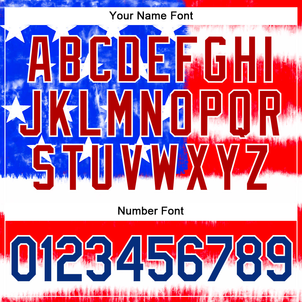 Custom Tie Dye Royal-Red 3D American Flag Authentic Baseball Jersey