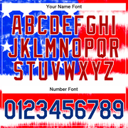 Custom Tie Dye Royal-Red 3D American Flag Authentic Baseball Jersey