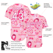 Custom Pink White-Hot Pink 3D Pink Ribbon Breast Cancer Awareness Month Women Health Care Support Authentic Baseball Jersey