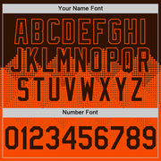 Custom Brown Orange 3D Pattern Design Gradient Square Shapes Authentic Baseball Jersey