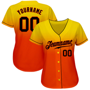 Custom Yellow Black-Orange Authentic Fade Fashion Baseball Jersey