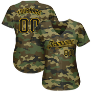 Custom Camo Black-Gold Authentic Salute To Service Baseball Jersey