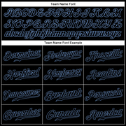 Custom Graffiti Pattern Black-Light Blue 3D Authentic Baseball Jersey