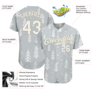 Custom Gray White-Old Gold Christmas 3D Authentic Baseball Jersey