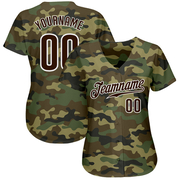 Custom Camo Brown-White Authentic Salute To Service Baseball Jersey