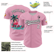 Custom Light Pink White-Black 3D Funny Christmas Authentic Baseball Jersey