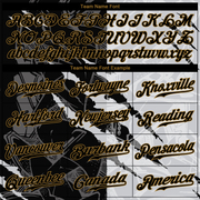 Custom Graffiti Pattern Black-Old Gold 3D Authentic Baseball Jersey