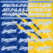Custom Graffiti Pattern White Yellow Royal-Light Blue 3D Scratch Authentic Baseball Jersey