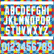 Custom Autism Awareness Puzzle Pieces Light Blue-White 3D Authentic Baseball Jersey