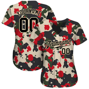 Custom Camo Black-Cream 3D Authentic Salute To Service Baseball Jersey