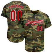 Custom Camo Red-Black Authentic Salute To Service Baseball Jersey
