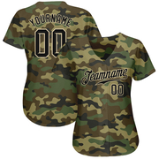 Custom Camo Black-City Cream Authentic Salute To Service Baseball Jersey