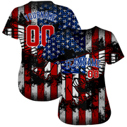 Custom Black Red Royal-White 3D Eagle American Flag Authentic Baseball Jersey