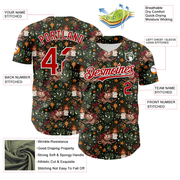 Custom Green Red-White 3D Emi Bee Christmas Mouse Candle Authentic Baseball Jersey