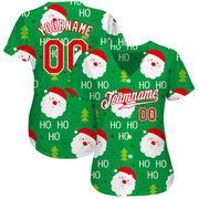 Custom Green Red-White Christmas 3D Authentic Baseball Jersey
