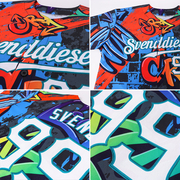Custom Graffiti Geometric Pattern White-Teal 3D Authentic Baseball Jersey