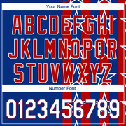 Custom Royal White Red 3D American Flag Authentic Baseball Jersey