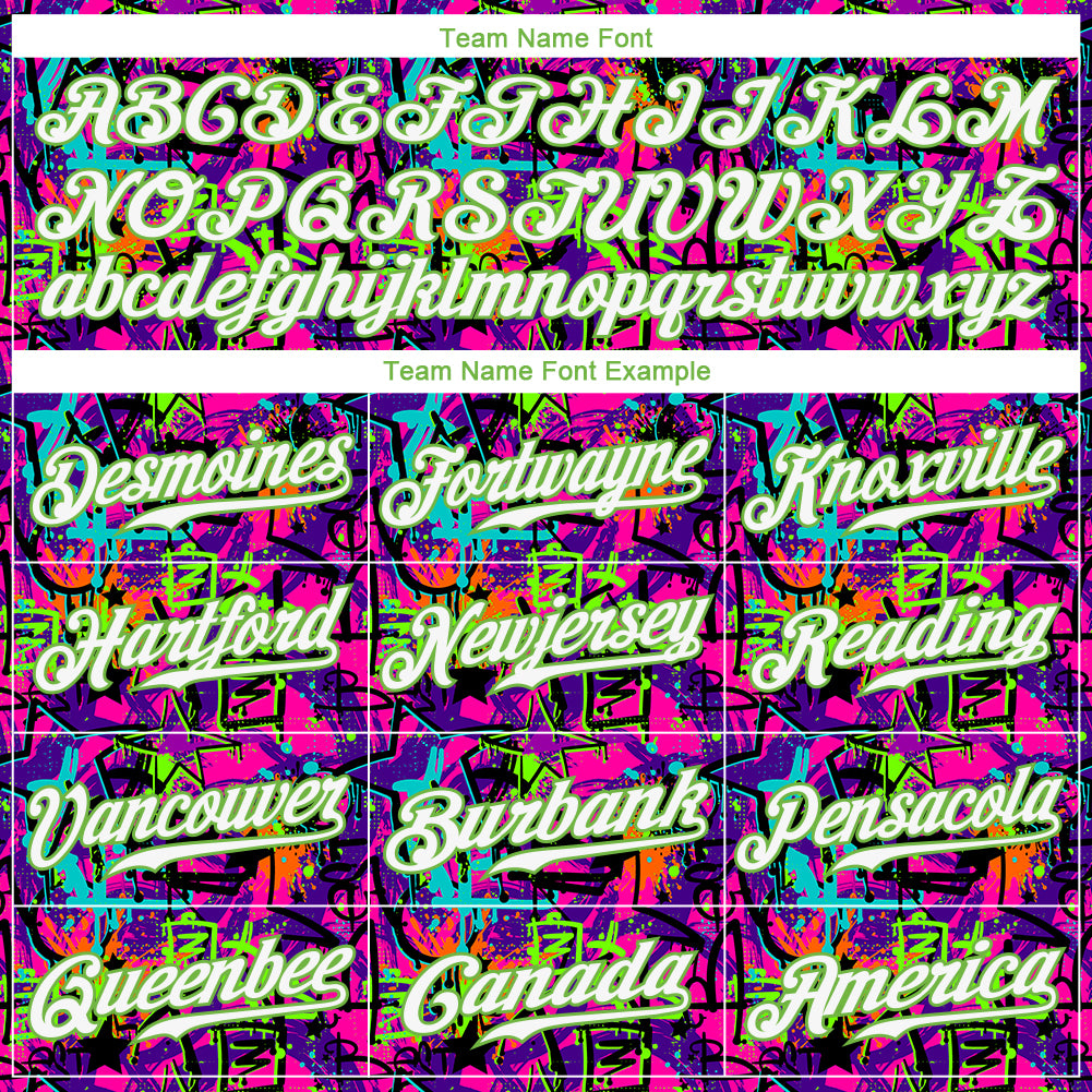 Custom Graffiti Pattern White-Neon Green 3D Authentic Baseball Jersey