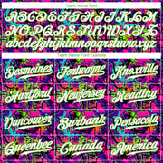Custom Graffiti Pattern White-Neon Green 3D Authentic Baseball Jersey