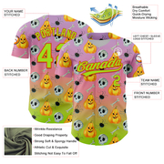 Custom Light Purple Neon Green Light Pink-Orange 3D Halloween Authentic Fade Baseball Jersey