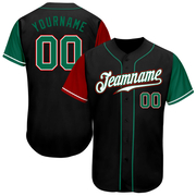 Custom Black Kelly Green-Red Authentic Two Tone Baseball Jersey