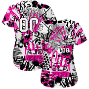 Custom Graffiti Pattern White-Black 3D Authentic Baseball Jersey