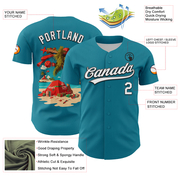 Custom Teal White-Black 3D Funny Christmas Authentic Baseball Jersey