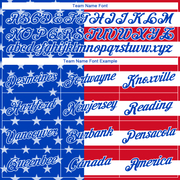 Custom Women's Royal White-Red American Flag Fashion 3D V-Neck Cropped Baseball Jersey