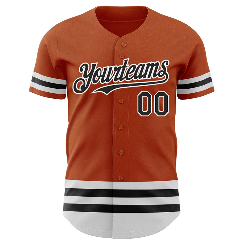 Custom Texas Orange Black-White Line Authentic Baseball Jersey