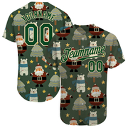 Custom Green Green-Cream Christmas 3D Authentic Baseball Jersey