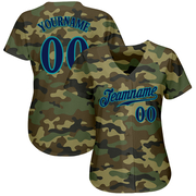 Custom Camo Navy-Teal Authentic Salute To Service Baseball Jersey