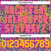 Custom Graffiti Pattern Gold-Pink 3D Colorful Leopard Authentic Baseball Jersey