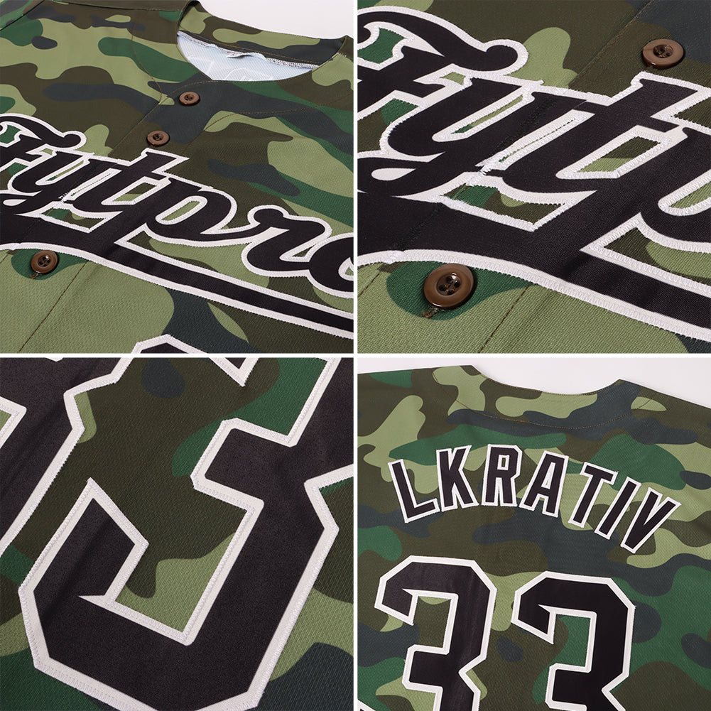 Custom Camo Black-City Cream Authentic Salute To Service Baseball Jersey