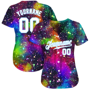 Custom Galactic White-Light Blue 3D Authentic Baseball Jersey