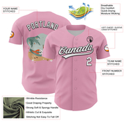 Custom Light Pink White-Black 3D Funny Christmas Authentic Baseball Jersey