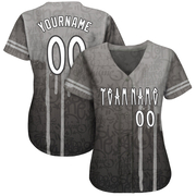 Custom Graffiti Pattern White-Gray 3D Picaxao Authentic Baseball Jersey