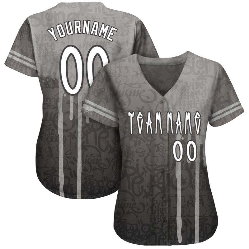 Custom Graffiti Pattern White-Gray 3D Picaxao Authentic Baseball Jersey