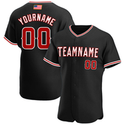 Custom Black Red-White Authentic American Flag Fashion Baseball Jersey