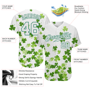 Custom White White-Kelly Green 3D Pattern Design Authentic St. Patrick's Day Baseball Jersey