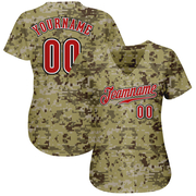 Custom Camo Red-Black Authentic Salute To Service Baseball Jersey