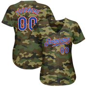 Custom Camo Royal-Red Authentic Salute To Service Baseball Jersey