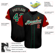 Custom Black Kelly Green-Red Authentic Two Tone Baseball Jersey