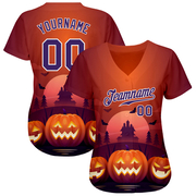 Custom 3D Pattern Halloween Pumpkins Horror Night Authentic Baseball Jersey