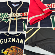Custom Black Vintage Mexican Flag Kelly Green Red-City Cream Authentic Two Tone Baseball Jersey