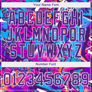 Custom Graffiti Words Pattern White-Purple 3D Authentic Baseball Jersey