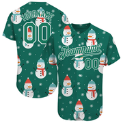 Custom Kelly Green Kelly Green-White Christmas 3D Authentic Baseball Jersey