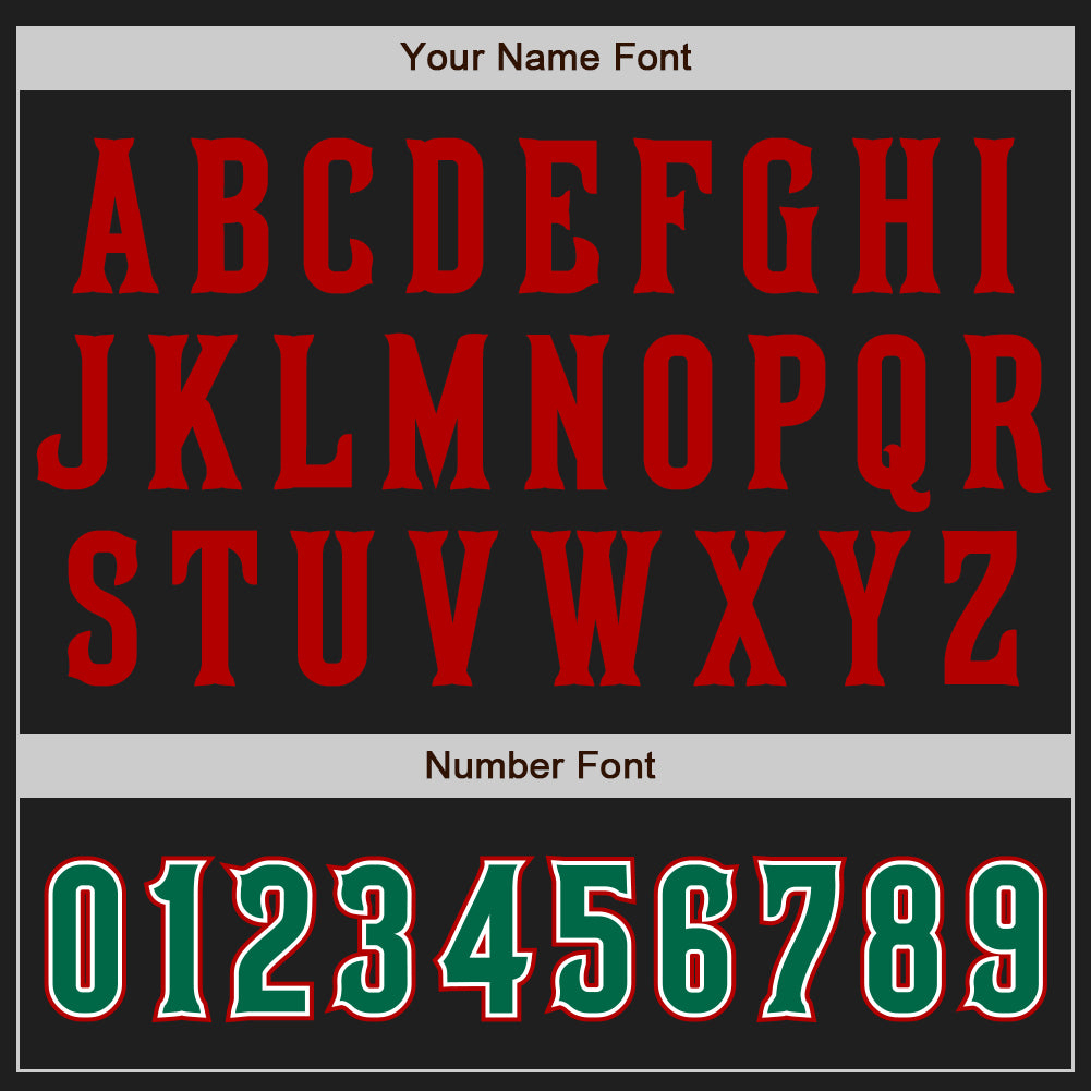 Custom Black Kelly Green-Red Authentic Raglan Sleeves Baseball Jersey