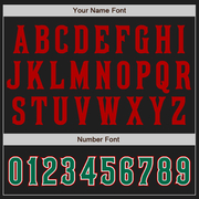 Custom Black Kelly Green-Red Authentic Raglan Sleeves Baseball Jersey