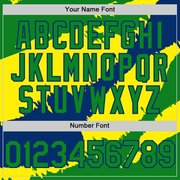 Custom Grass Green US Navy Blue-Light Yellow 3D Brazil Brazilian Flag Authentic Baseball Jersey