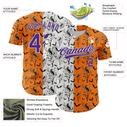 Custom Bay Orange Purple-White 3D Pattern Halloween Authentic Baseball Jersey
